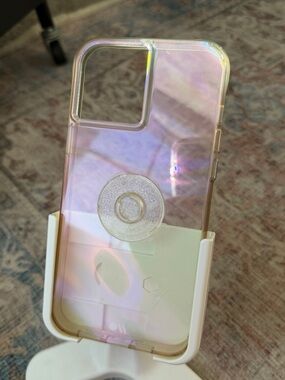 Case-Mate Clear Iridescent iPhone 12 ProMax Case with PopSocket base